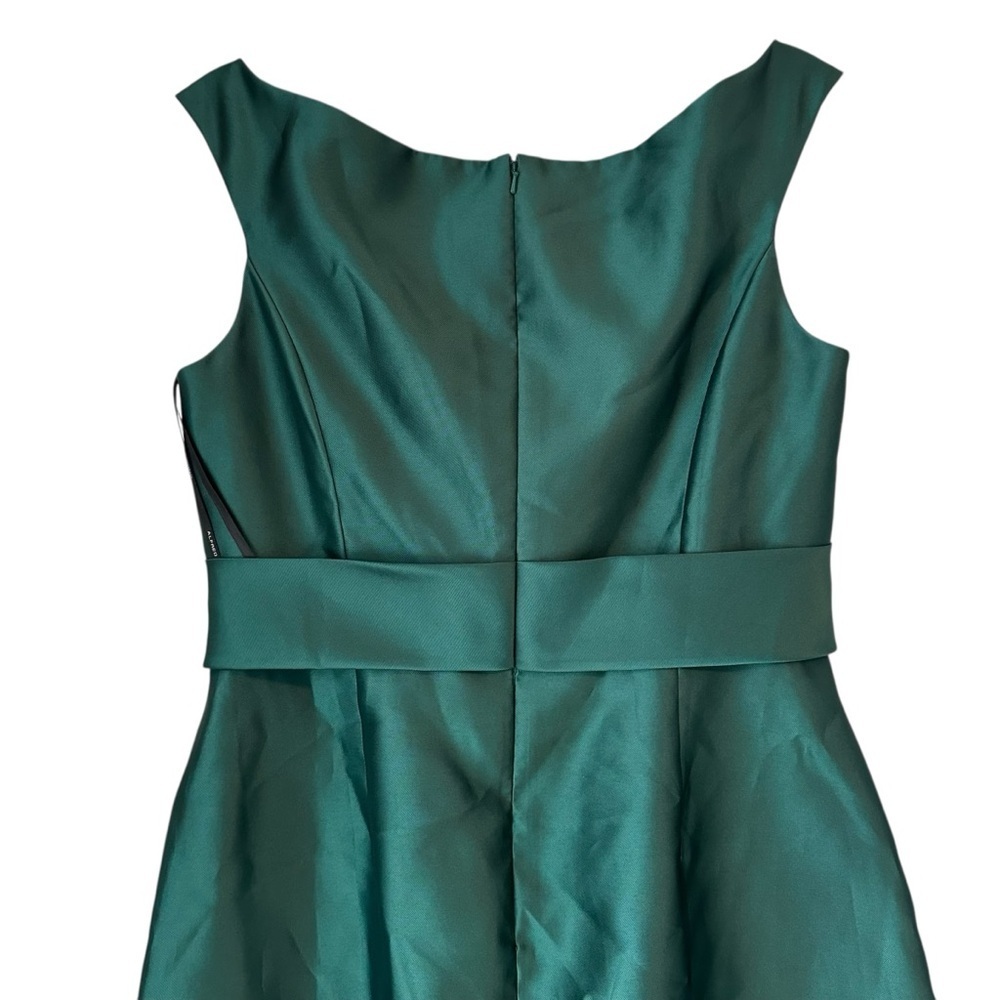 Alfred Sung Off-the-Shoulder Draped Wrap Satin Maxi Dress Hunter Green, size 14 - Picture 10 of 13